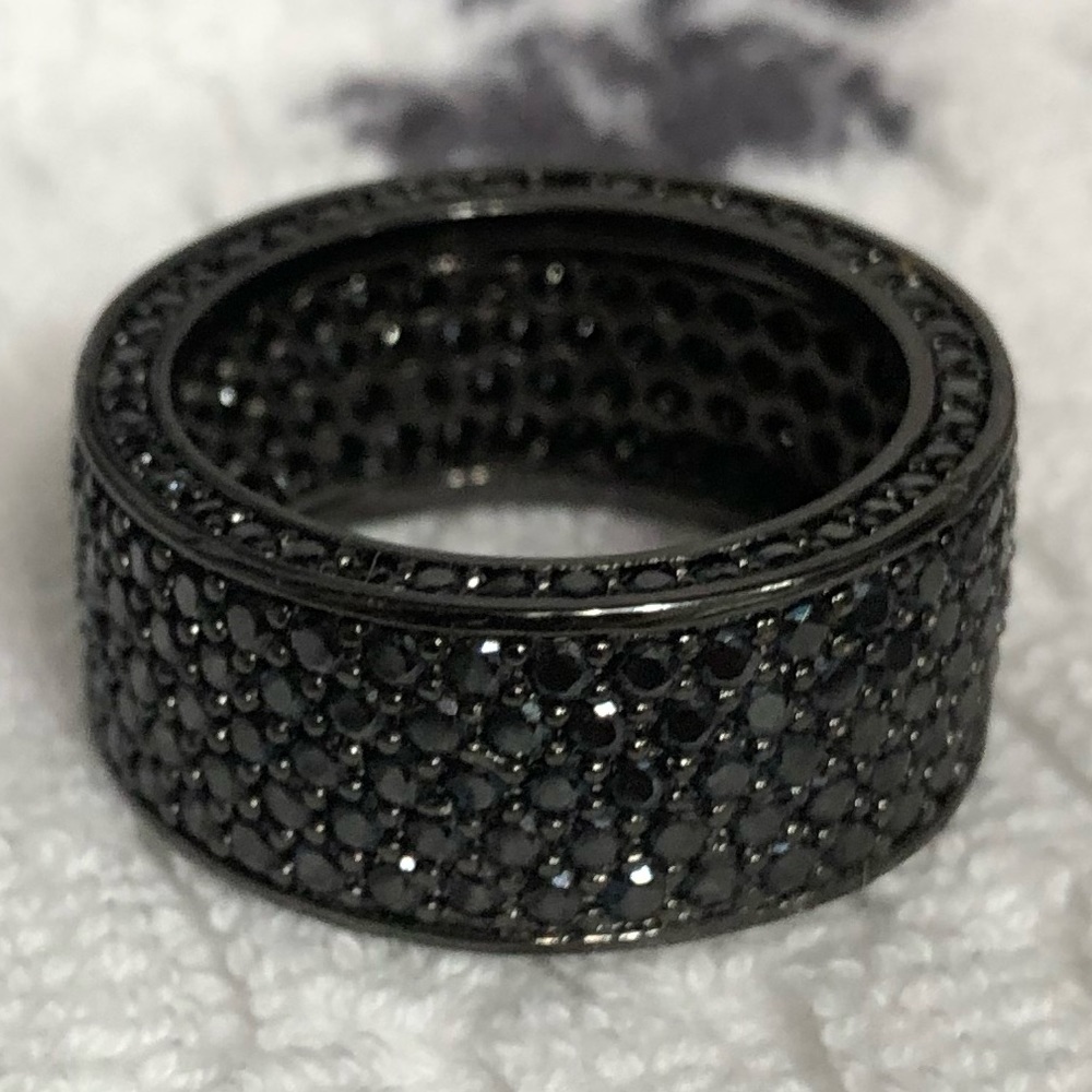 Men’s black gold plated black lab diamond ring